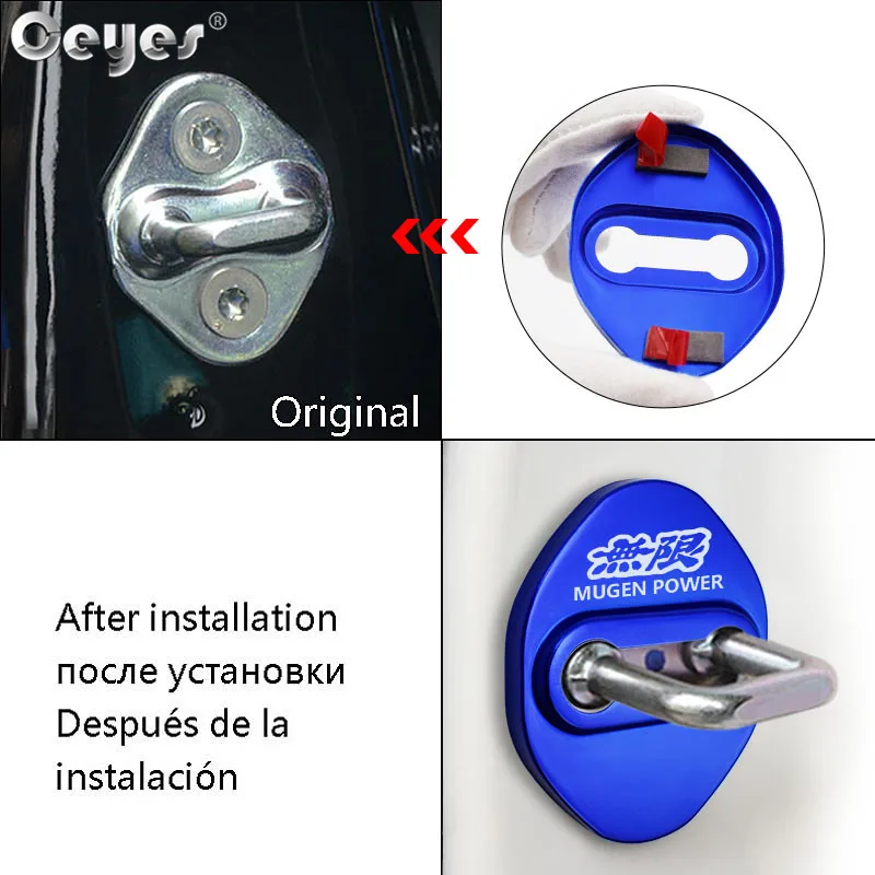 Ceyes 4pcs Car Accessories Decorat And Protecte Door Lock Cover Case For Honda Mugen Power Typer Civic Accord CRV Auto Styling