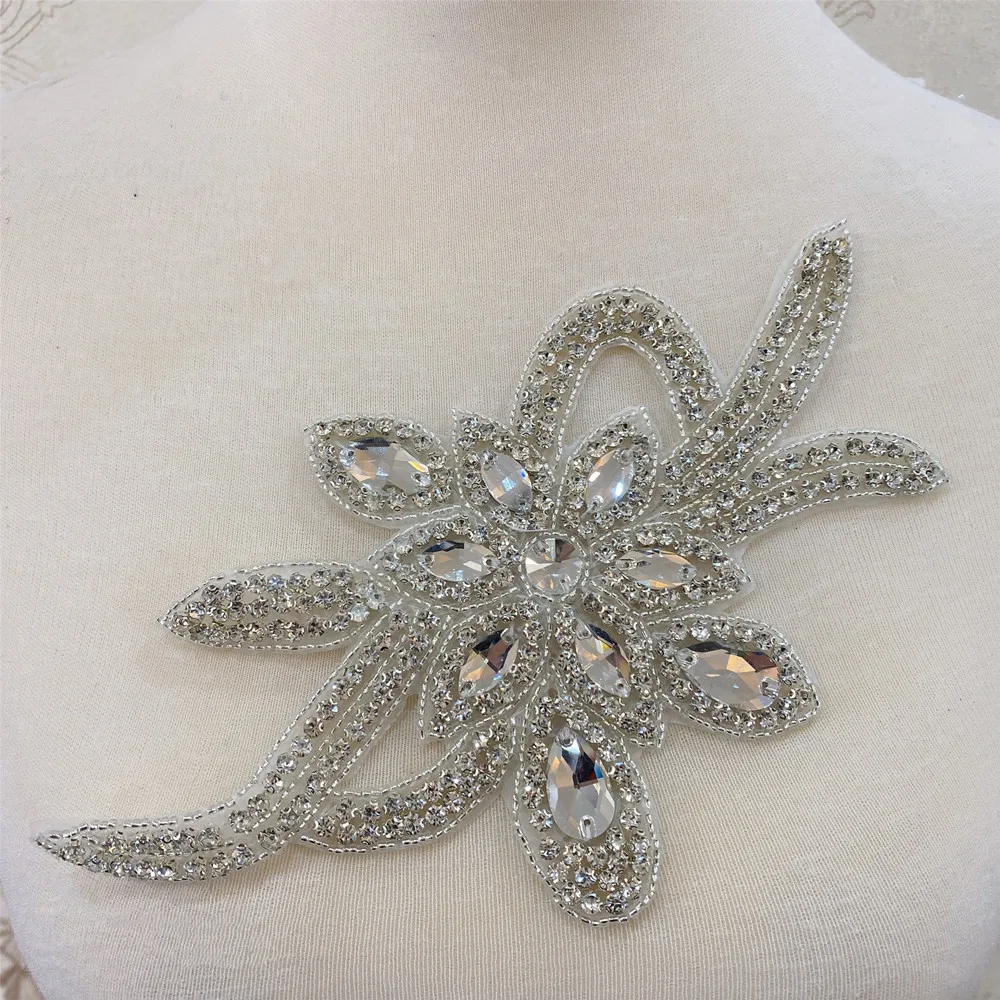 

5pcs Many colors Handmade Crystal Rhinestone Applique Iron on Bridal Sash Belt for DIY