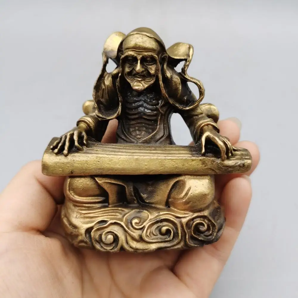 

CHINA antique brass fengshui Old Man of the South Pole small Statue Metal crafts home decorations statue