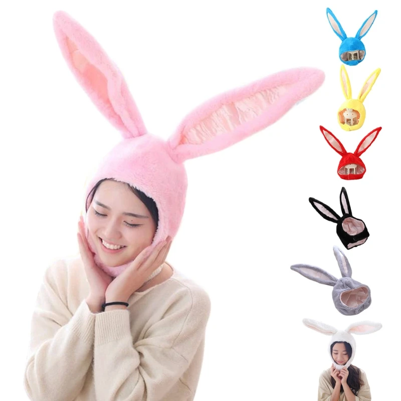 Funny Plush Bunny Ears Hood Hat Rabbit Eastern Cosplay Costume Headwear Props