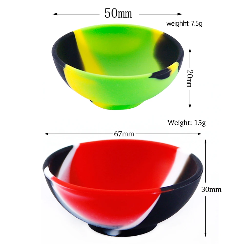 10Pcs Household Silicone Container Bowl Diameter 50mm Multi-Color Smoke Storage Tobacco Herb Smoking Container Kitchen Home Box