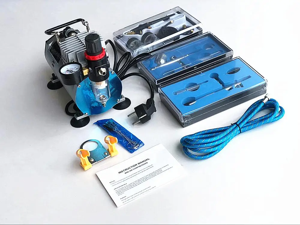 Imagem -04 - Kit de Aerógrafo e Compressor de ar Conjunto de Pistola de Pulverização Lixadeira Tatuagem Arte de Unha com Escova de Limpeza de Alta Qualidade