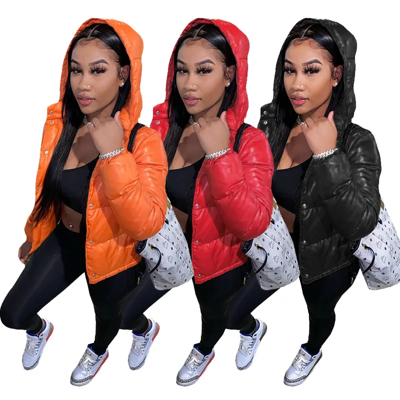 

Women Short Cropped Puffer Jacket Women Winter Clothes Warm Parka Fashion Short Outwear Long Sleeve Zip Thick Down Bubble Coats