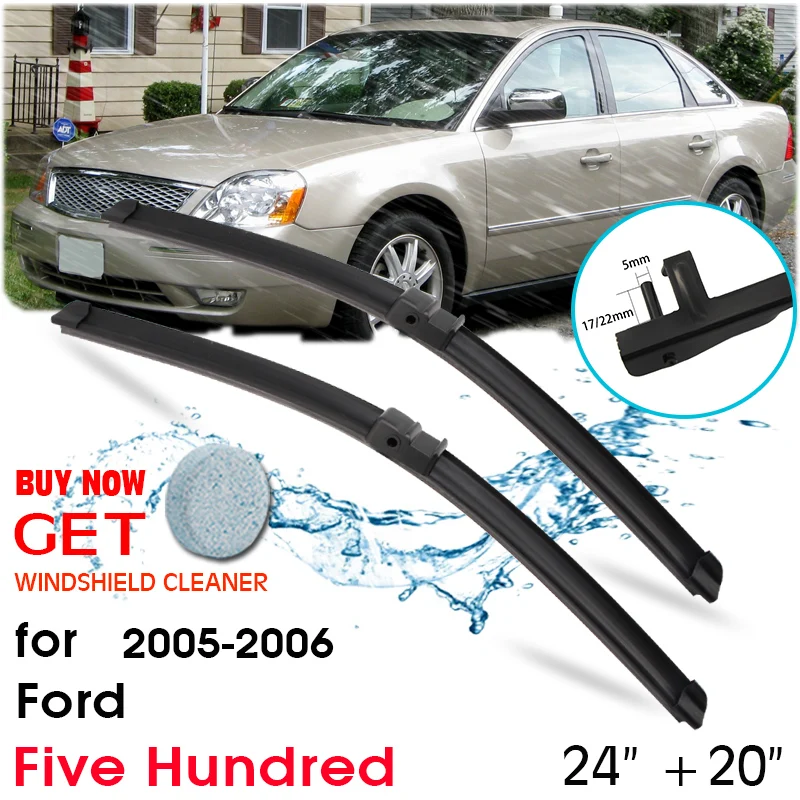 

Car Blade Front Window Windshield Rubber Silicon Refill Wiper For Ford Five Hundred 2005-2006 LHD / RHD 24"+20" Car Accessories