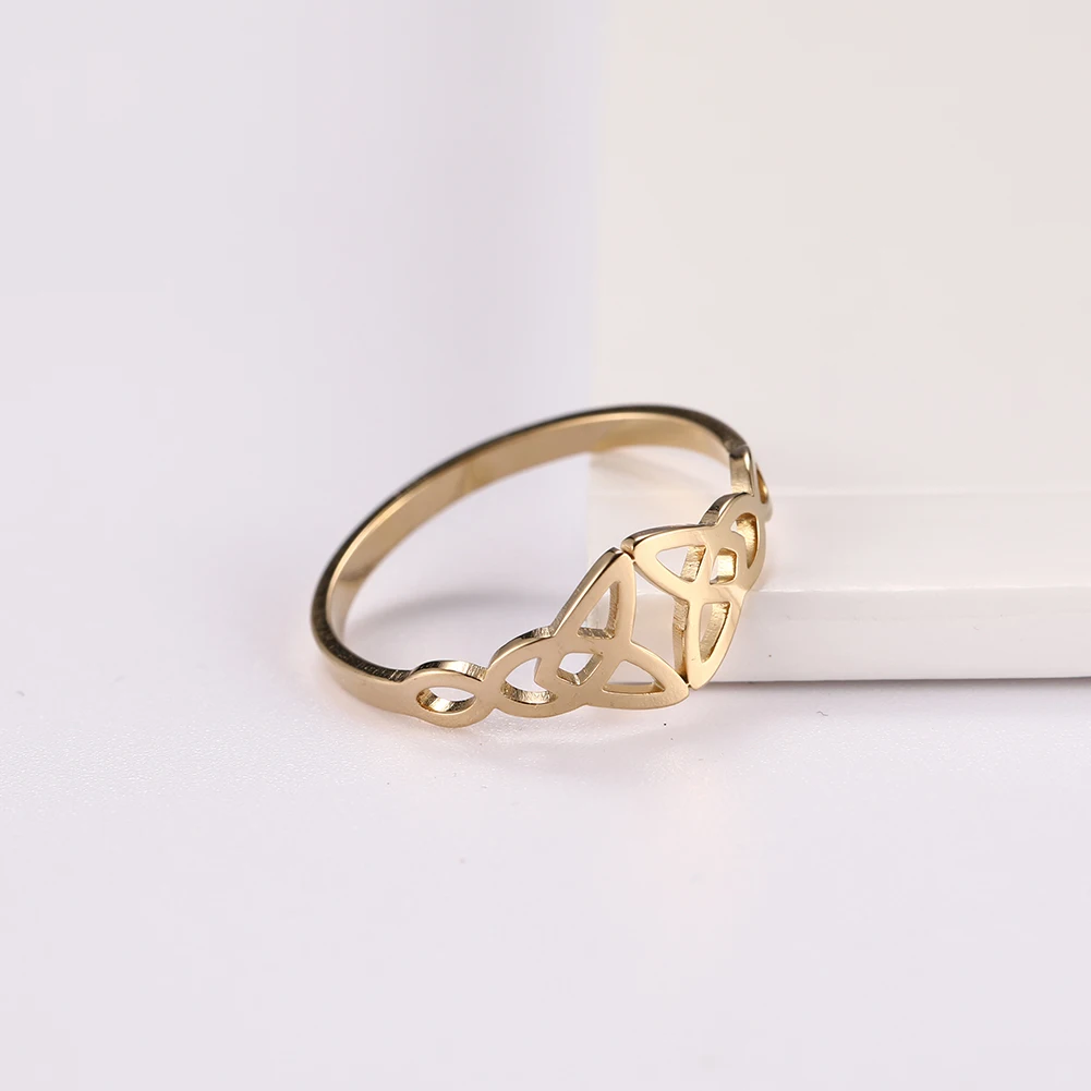 COOLTIME Triquetra Irish Celtics Rings for Women Talisman Stainless Steel Vintage Amulet Jewelry Rings Wedding Gifts Party