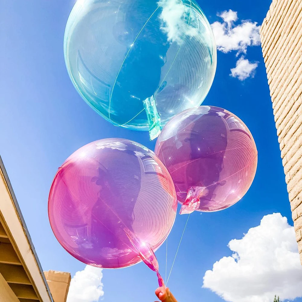 10/18/24/36Inch Round Crystal Bubble Balloons Rainbow Transparent Bobo Birthday Party Decor Wedding Summer Air Helium Globals