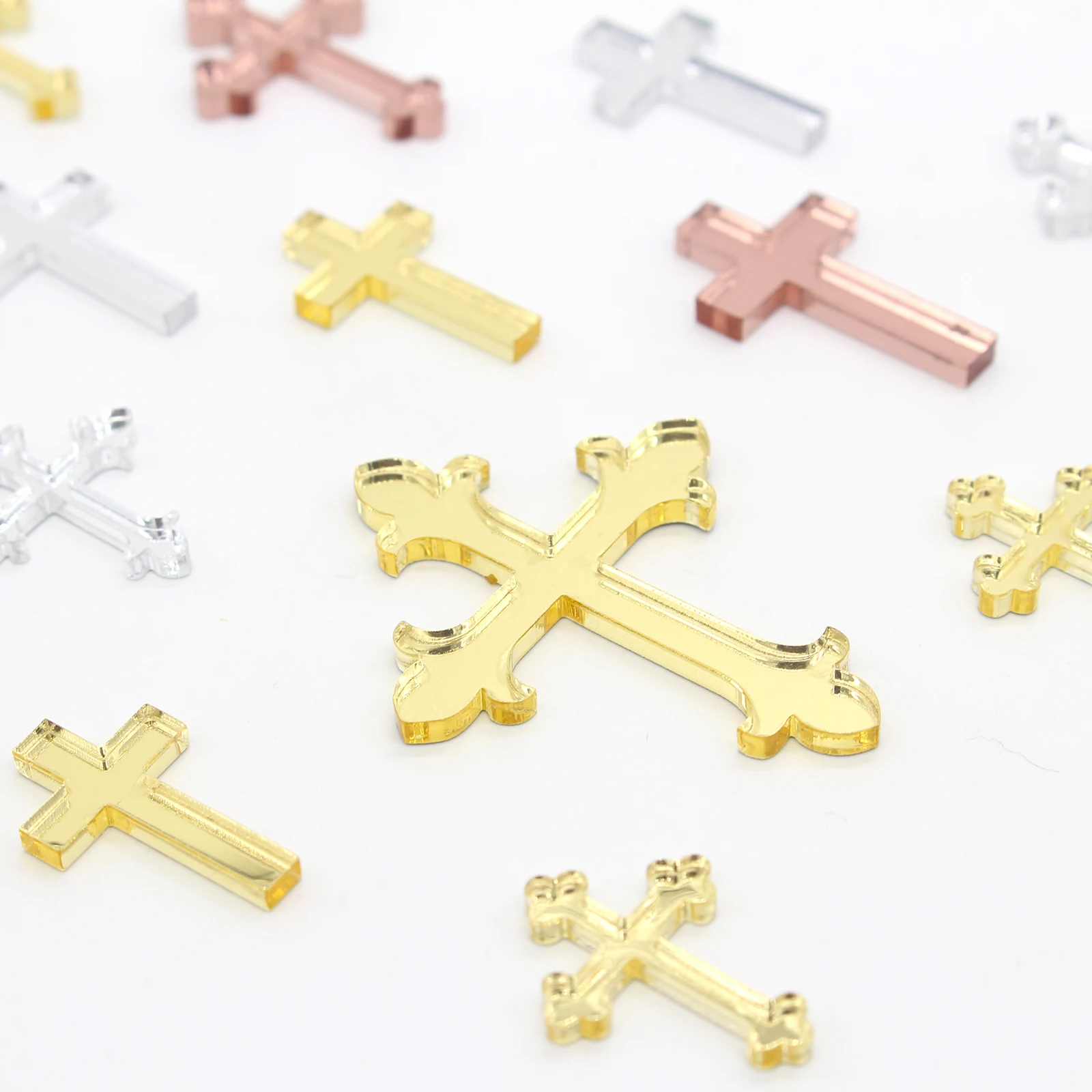 24 Pcs Laser-Cut Gold/Silver Cross Decorations,Variety of Styles To Choose From, Prayer & Baptism, Cross, Birth, Party Supplies