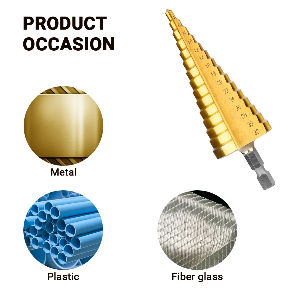 3ชิ้น/เซ็ต4-12Mm 4-20Mm 4-32Mm HSS Straight Groove ขั้นตอนเจาะบิตไทเทเนียมเคลือบโลหะไม้ตัด Core เจาะชุดเครื่องมือ