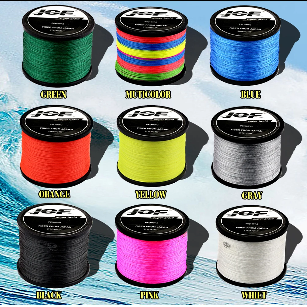 JOF 300M 500M 1000M 8 brins 4 brins 10-80LB PE tressé fil de pêche Multifilament Super fort ligne de pêche japon multicolore