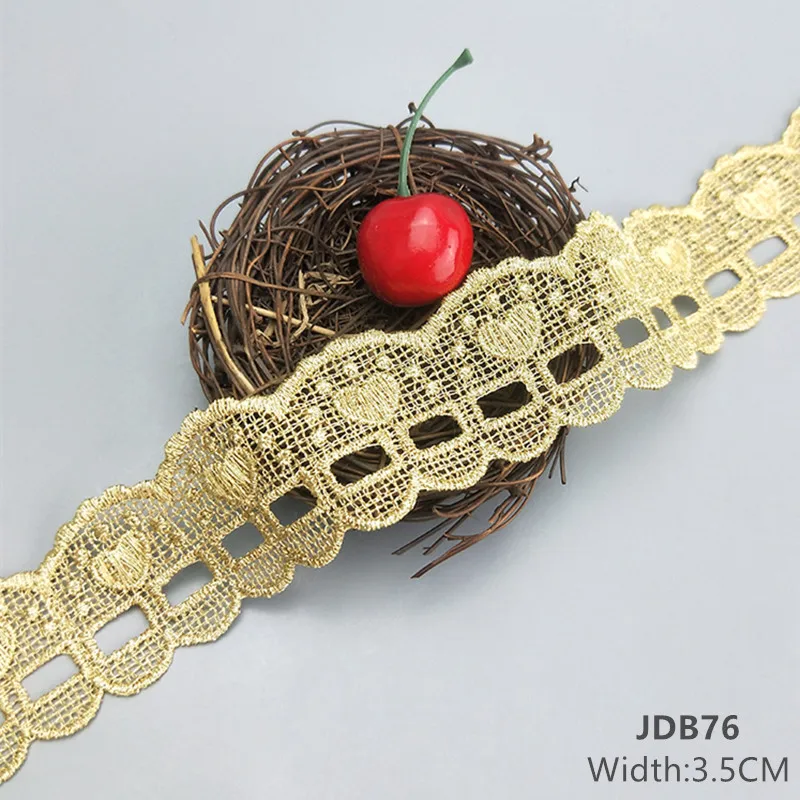 zsbszc heiß, 2 Yards Breite 0,6-1,8 cm, genähte goldene Spitzenborte, Zopfspitze, DIY-Bekleidungszubehör, Makramee-Stickspitze JDB69 JDB78 – Detail 4