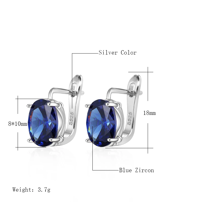 Kinel New Oval Blue Natural Zircon Earrings for Women Fashion Wedding Jewelry Accessories Bohemia Silver Color Cute Earrings