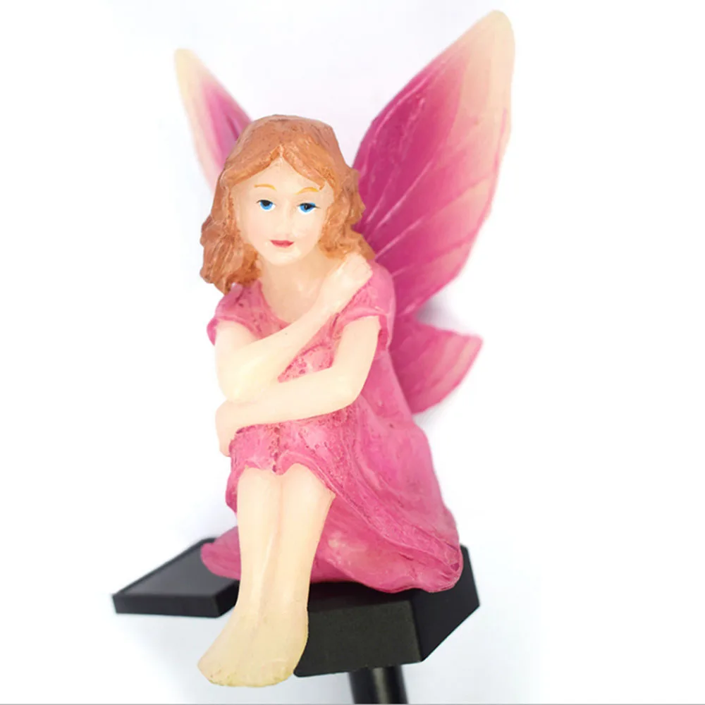 Outdoor LED Garden Solar Landscape Lamps Fairy Sensor On/Off Decor Lantern Angel Plug Waterproof Holiday Lawn Path Yard Lighting