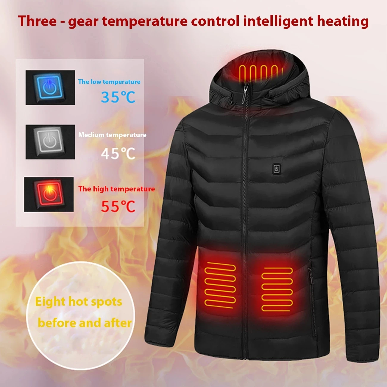 8 Areas Heated Jackets USB Men\'s Women\'s Winter Outdoor Electric Heating Jackets Warm Sprots Thermal Coat Clothing Heatable Vest