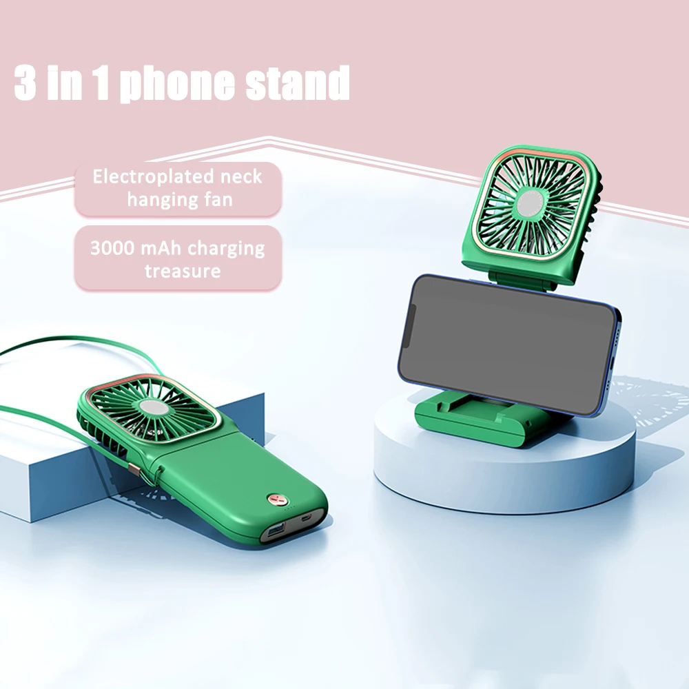 3 in 1 phone Portable foldable holder Mount stand with mini Mute fan & 3000mAh power bank for S20 Plus Ultra Note 10 IPhone 11