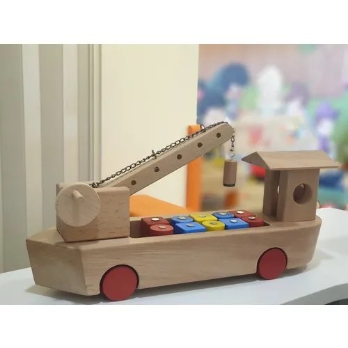 Kumik Hand Made Beech wood Wooden Mobile Magnet and 10 Blocky Ship