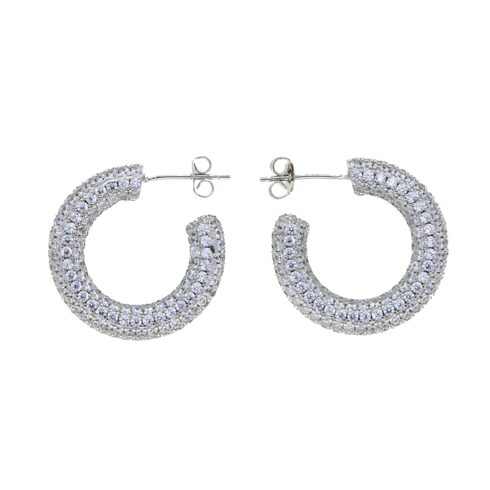 high quality Prevent Allergy circle micro full CZ Earrings Women Trendy Jewelry Vintage Simple O Shaped Party Accessories Gifts