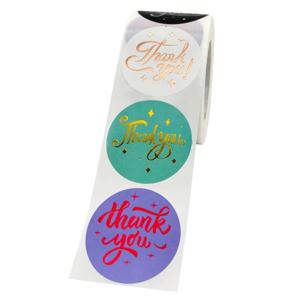 500pcs 3.8cm Colorful Thank You Sticker Gold Foil Cute Stickers Envelope Sealing Decoration Label Stationery Sticker