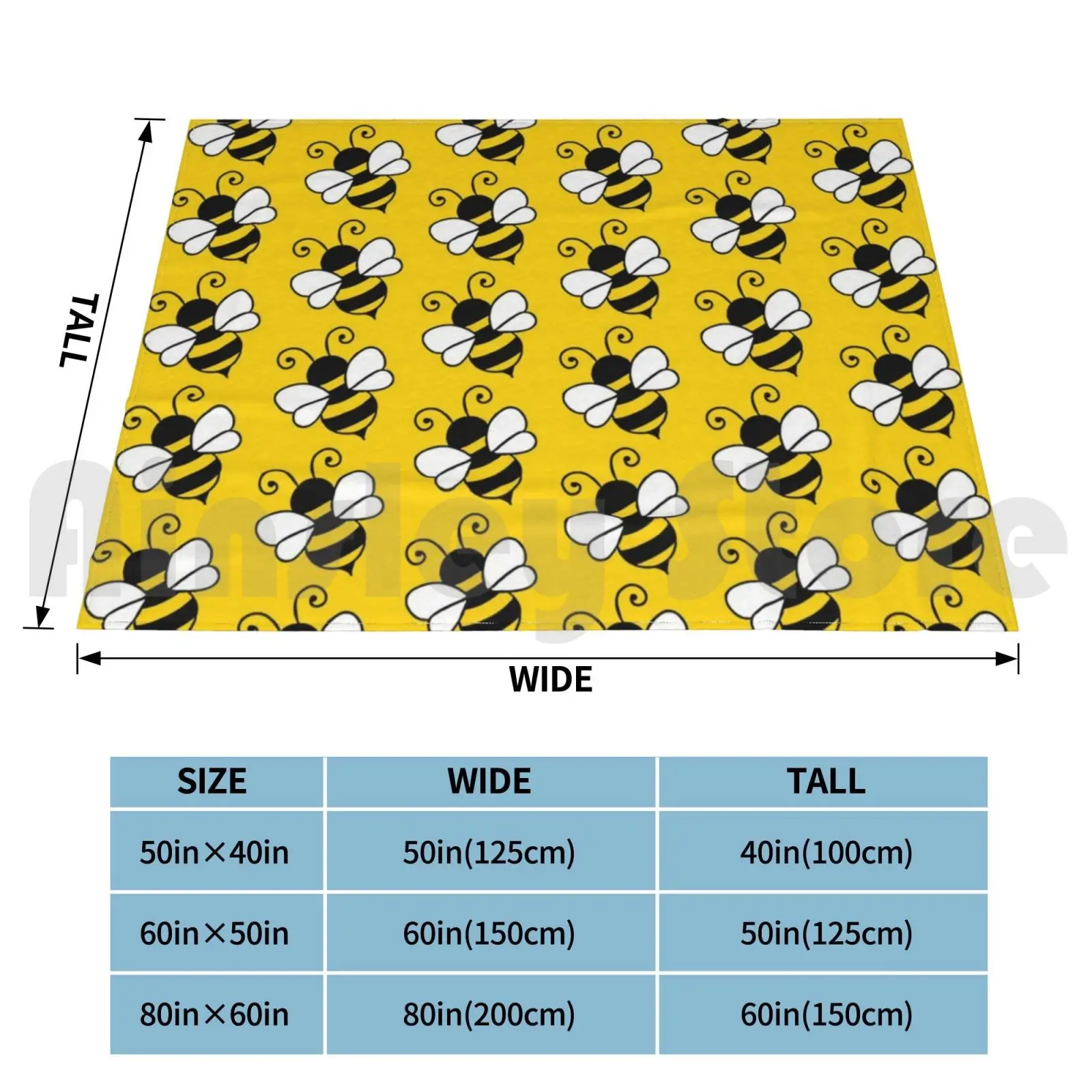 Beezin Blanket Fashion Custom Bee Bumblebee Cute Cottagecore Golden Yellow Honey Bees Save The Bees Earth