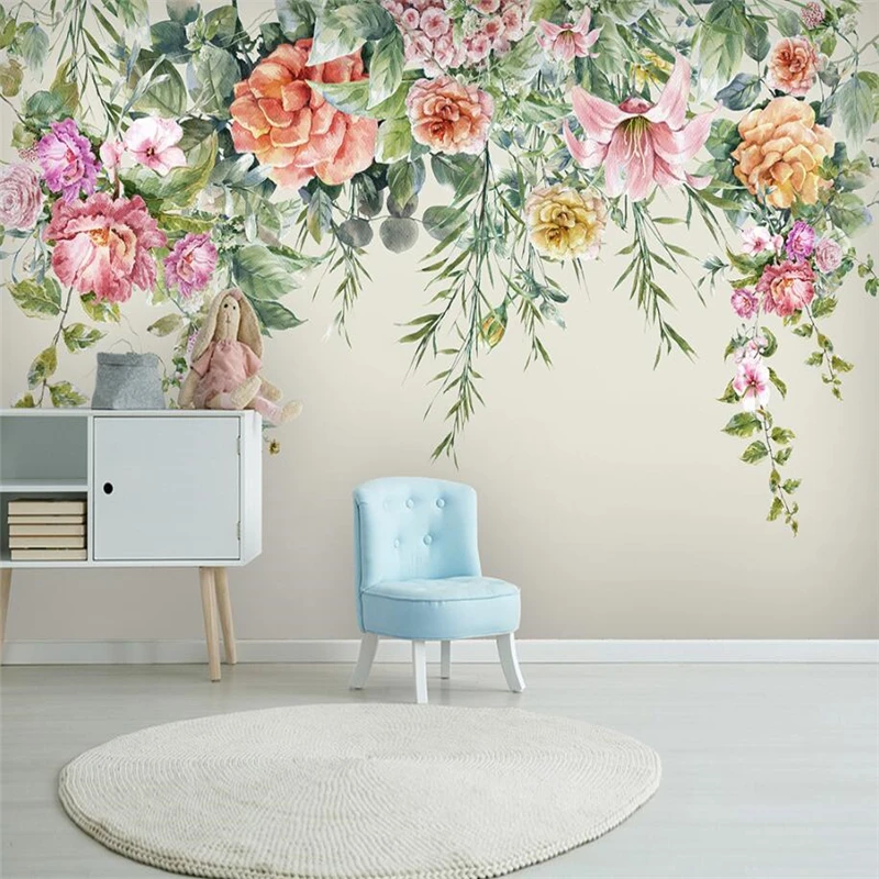 

custom photo wallpaper Vintage flowers wallpapers for living room bedroom decoration mural 3d murals wall paper house Stickers