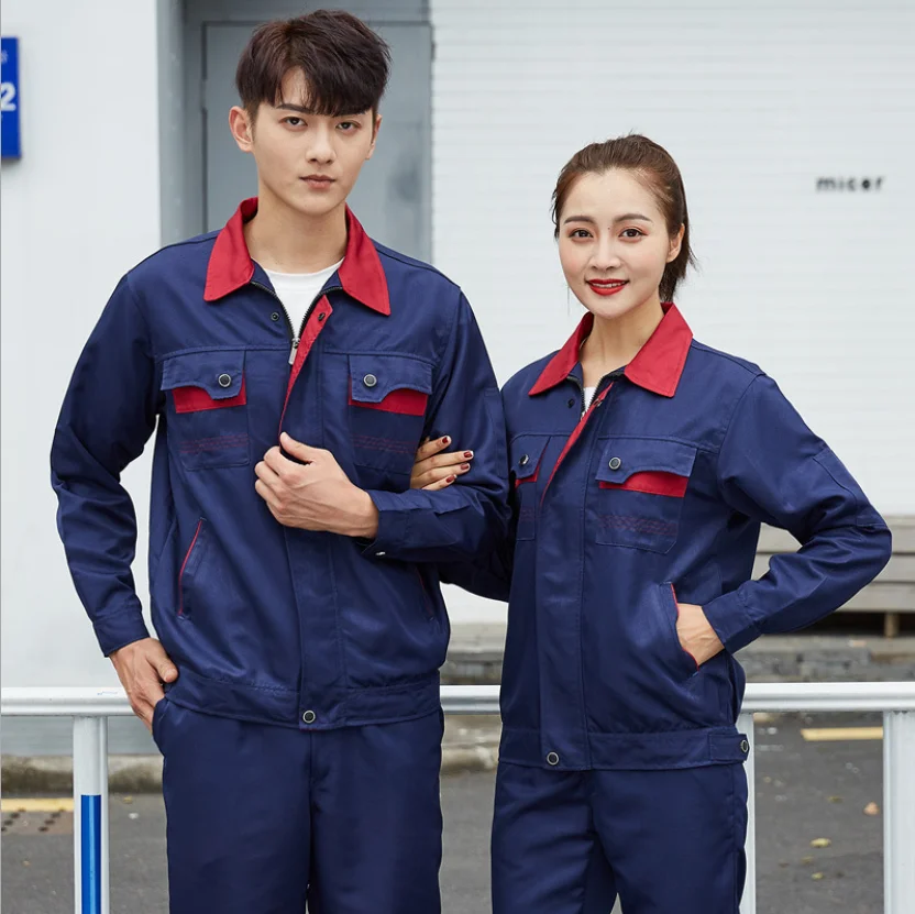 

Spring Autumn Work Clothing Sets Men Women Unisex Workwear Suits Long Sleeve Jackets Pants Factory Repairmen Workshop Uniforms