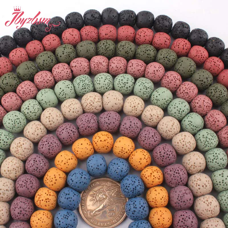 

12mm Round Sponge Beads Round Lava Rock Volcanic Stone Loose Beads for DIY Accessories Women Men Fashion Jewelry Making 15"