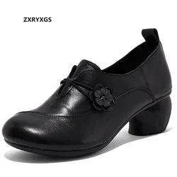 ZXRYXGS Classic Flower Women scarpe in vera pelle Fashion Pumps 2023 New Spring Deep Mouth Elegance scarpe da donna tacchi alti