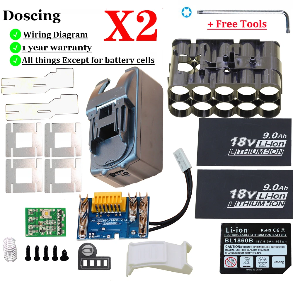 BL1830 10x21700 Battery Case PCB Charging Protection Circuit Board Shell Box BL1860 bl1890 for MAKITA 18V 3.0Ah 9.0Ah House