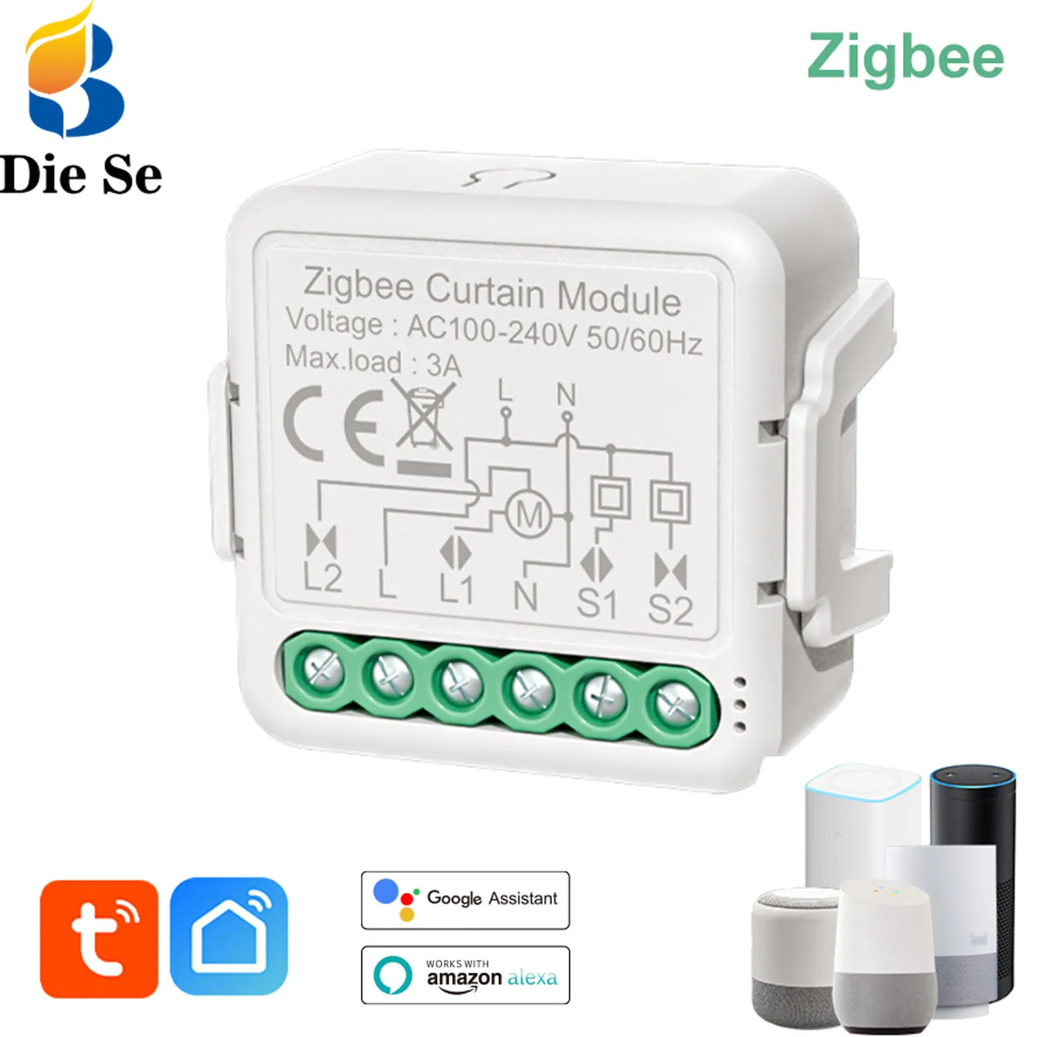 

ZigBee Tuya Smart Life Automation Curtain Switch 220V 3A Interruptor APP Remote Control Voice Control Workwith Alexa Google Home