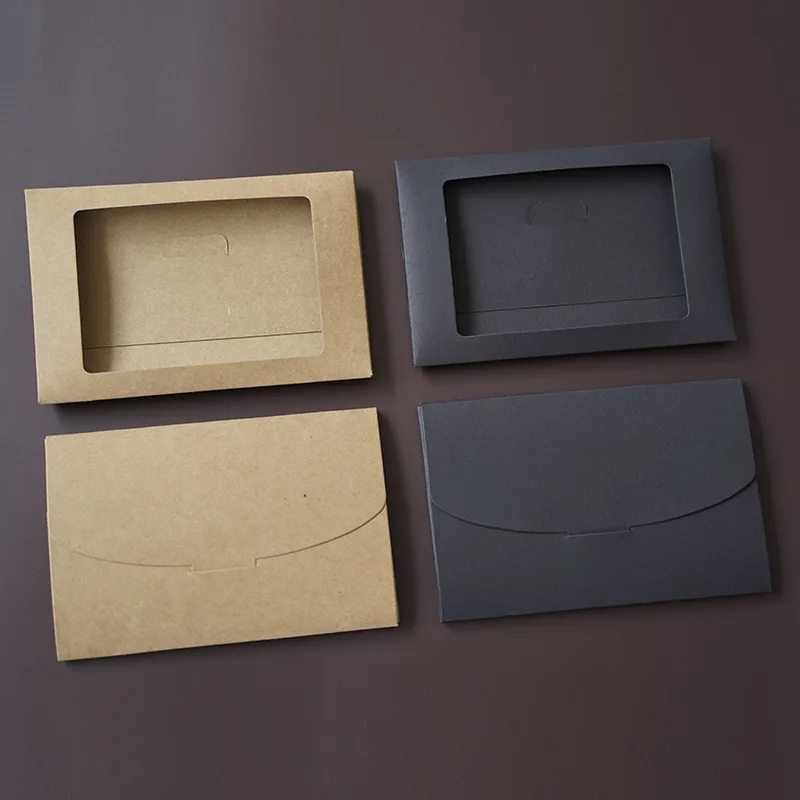 

(10 pieces/lot) 10.5x16cm Hollow Window Envelopes for Greeting Card Vintage Kraft Paper Black Card Postcard Big Envelopes