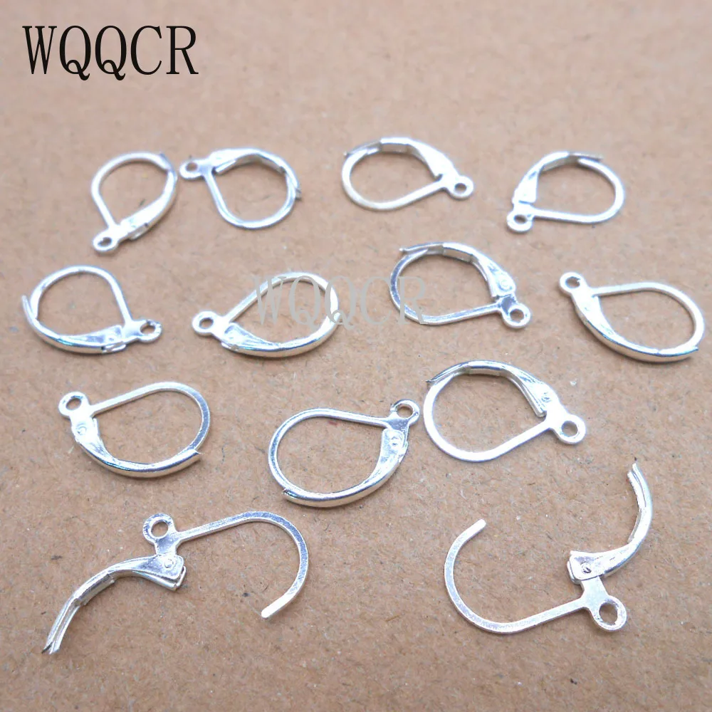 100PCS Fine Jewellery Components Genuine 925 Sterling Silver Handmade Beadings Findings Earring Hooks Leverback Earwire Fittings