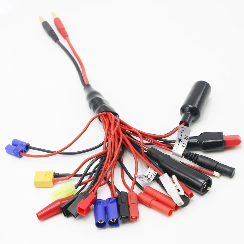 

RC Charger Adapter Connector 19 In 1 Charger 4.0mm Banana XT60 TRX Tamiya Lipo for RC Car Drone Imax B6 B6AC Battery Cable