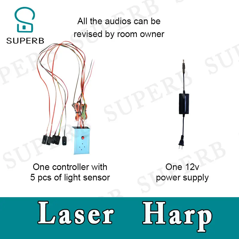 Takagism Game prop laser harp for room escape game puzzle clues device Play the right rhythm to unlock and get away chamber room