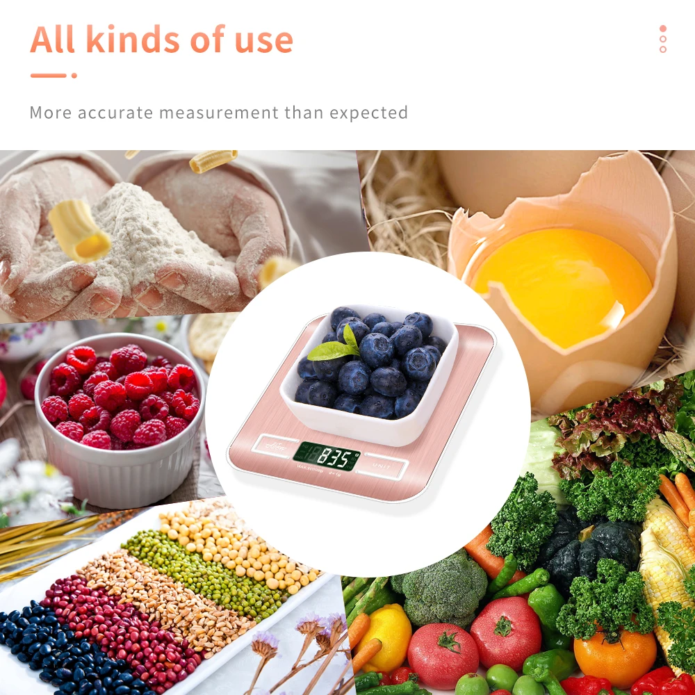 15Kg/10kg/5kg/ 1g Digital Kitchen Scale  Food Diet Scales Slim Stainless Steel Steelyard Weighing Balance for Jewelry 40%off