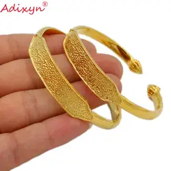 Adixyn 2pcs/lot Dubai Gold Bangle For Women Lover Wedding Jewelry Gold Color Bracelet Arab Ethiopian African Jewelry N071014