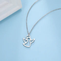 Cazador Magic Guardian Angel Fairy Pendant Necklaces For Women Feather wing Stainless Steel Chain Necklace Jewelry Party Gifts