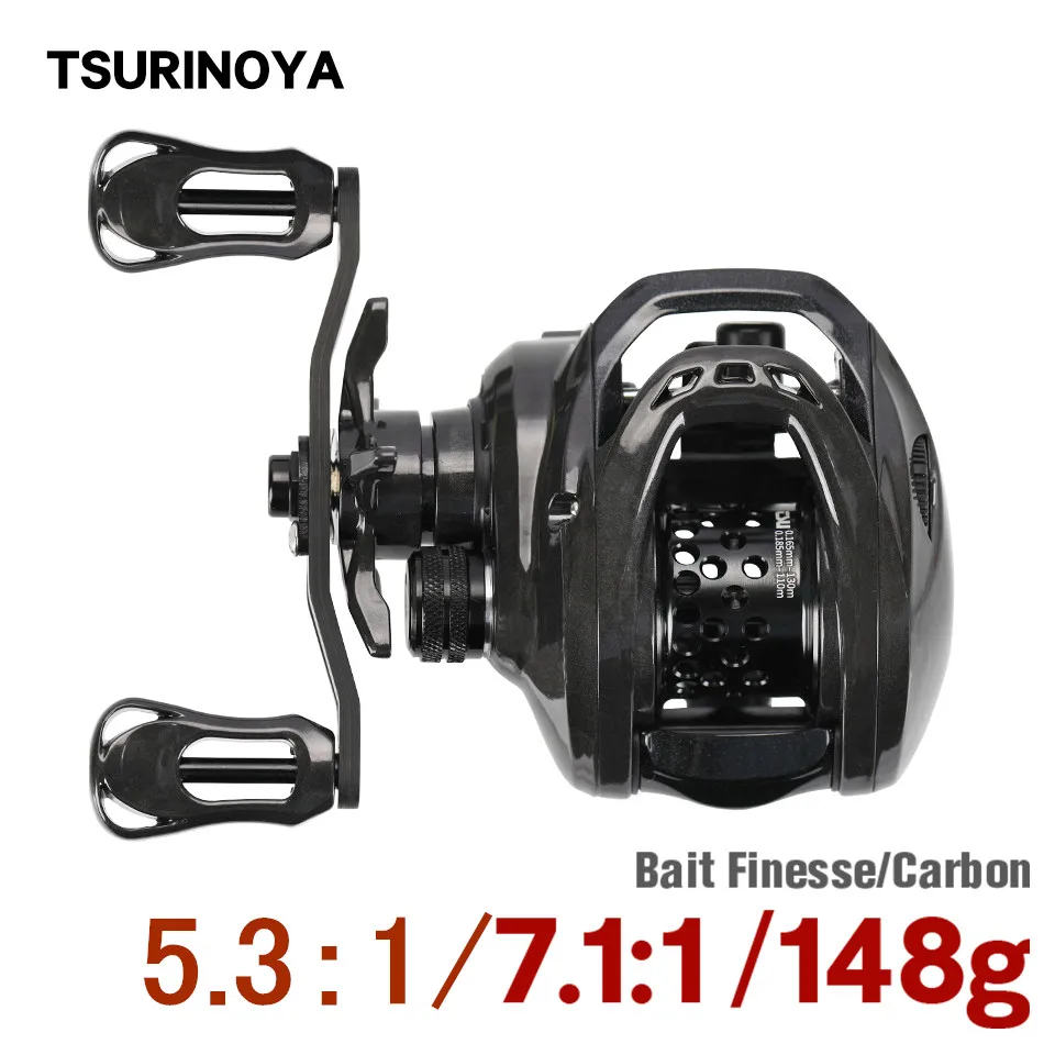 TSURINOYA DARK WOLF 50 148g 7.1:1/5.3:1 Casting Reel 11BB Light Trout Ajing Carbon Saltwater Lure Fishing Reel Baitcasting Reel