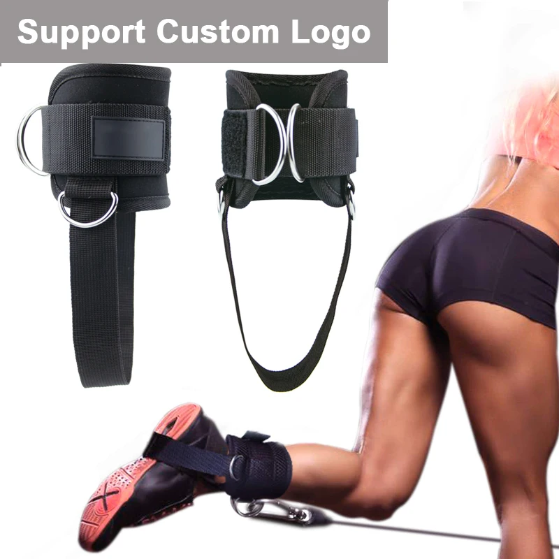 Cable Machine Ankle Straps Fitness Cuffs For Men Women Neoprene Padded 4 D-Ring Ankle Support Protectier Gym Workouts Leg Weight