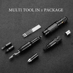 New Defense Multi Function Tactical Pen Emergency Flashlight Screwdriver Bottle Opener Outdoor Survival Self Rescue EDC Tool