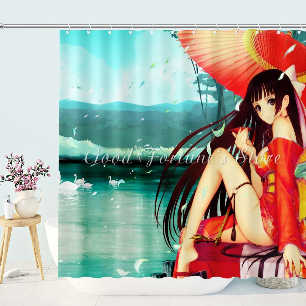 Quadratic Yuan Classical Girl Shower Curtain