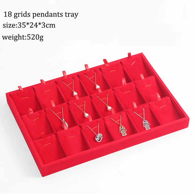 Vendita calda di moda velluto rosso gioielli vassoio gioielli scatola di visualizzazione collana orecchino pendente Stud Organizer altri accessori spettacolo