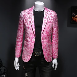 Plus Size M-6XL Men Fashion Blazer Homme Stage Outfit Performance Metal Gold Yarn Casual Suit Jacket High Quality Bleazer Man