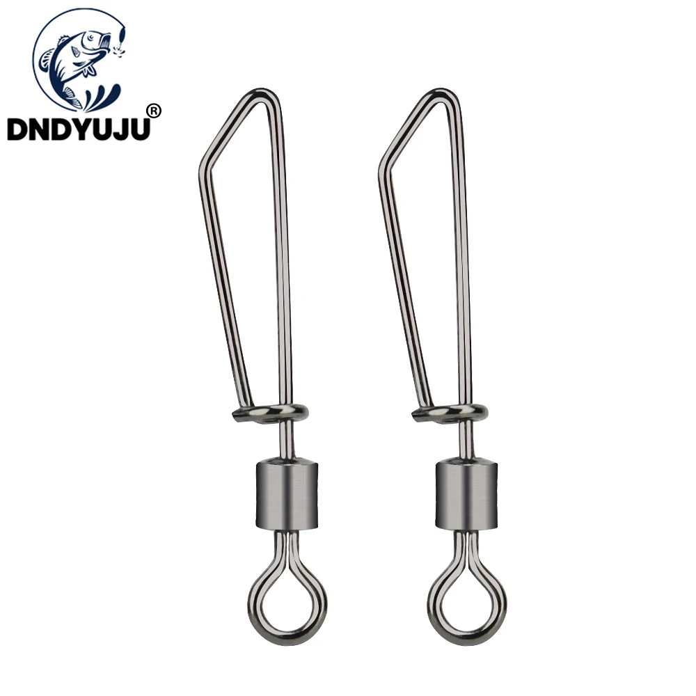 DNDYUJU 100/50pcs Stainless Steel Fishing Swivels Interlock Rolling Swivel With Snap Fish Hook Lure Tackle Carp Connector