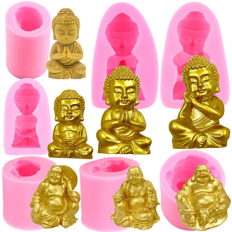 Buda design vela molde de silicone diy aromaterapia cera artesanato sabão resina moldes de chocolate gumpaste fondant bolo ferramentas de decoração