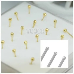 WQQCR 20Pcs/Box Small Ball Nose Rings Piercing Nose Studs 2.0mm Ball Shape 18 K Gold Color Body Nose Piercing Jewelry