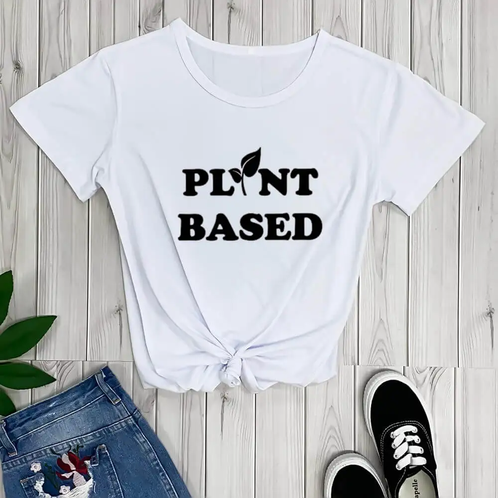 

Plant Based Shirt New Arrival Casual 100%Cotton Funny T Shirt Vegan Shirt Vegetarian Tee Animals Are Friends