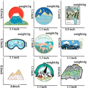 Kollektion für Mountain Peak Nature Pins, Mountain Peak Abzeichen, Wandering River Landscape Jewelry, Geschenk für Outdoor -Liebhaber 6 Hauptverkäufe streunende Kinder Ring - №4