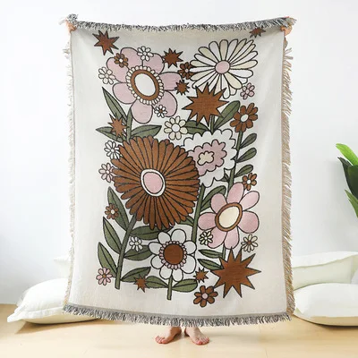 130x160cm  INS Wind Home Sofa Towel Leisure Blanket Tapestry Decorative Blanket American Country Sofa Blanket Blanket