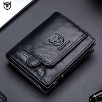 2023 Brand Genuine Leather Men's Wallet Cowhide Designer Male Purse Vintage ID Card Holder Luxury Money Bag