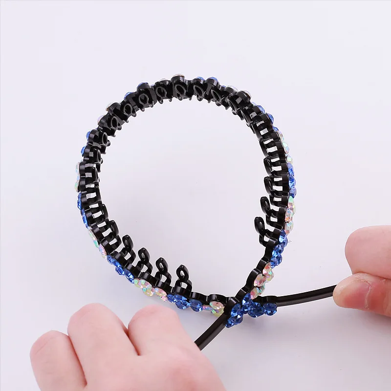 Unisex Alice Hairband Bezel Headband Men Women Sports Hair Band Hoop Top Metal Double Bangs Flower Rhinestone Hair Accessories