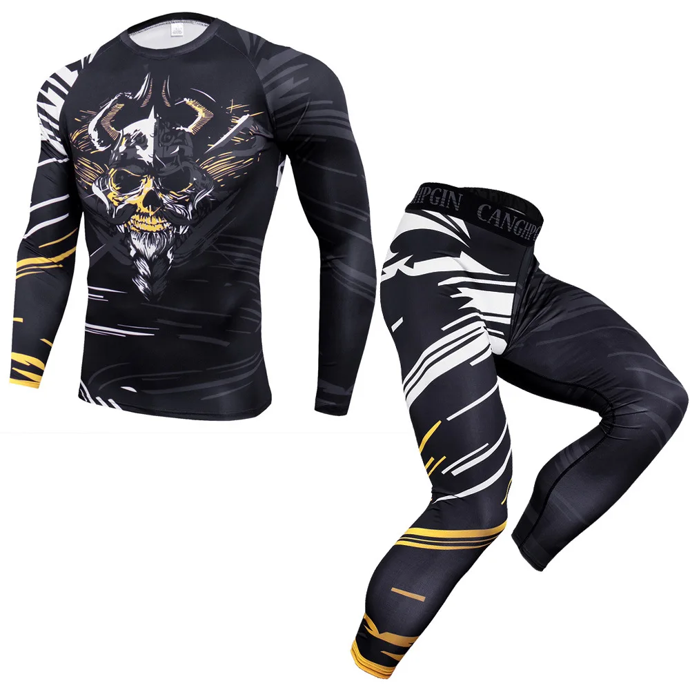 Men Sportswear Compression Shirt Leggings Sport Suit Quick Dry Fit Gym Clothing Training Fitness Workout Tracksuit Running Set